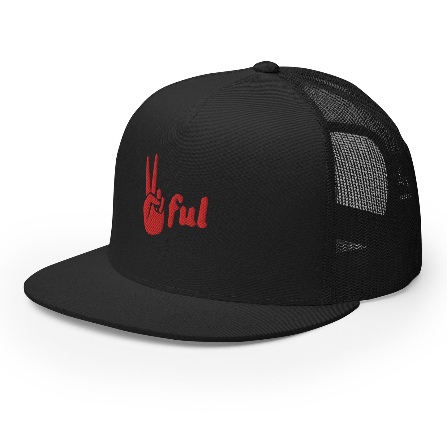 Peaceful Trucker Cap Red Embroidered
