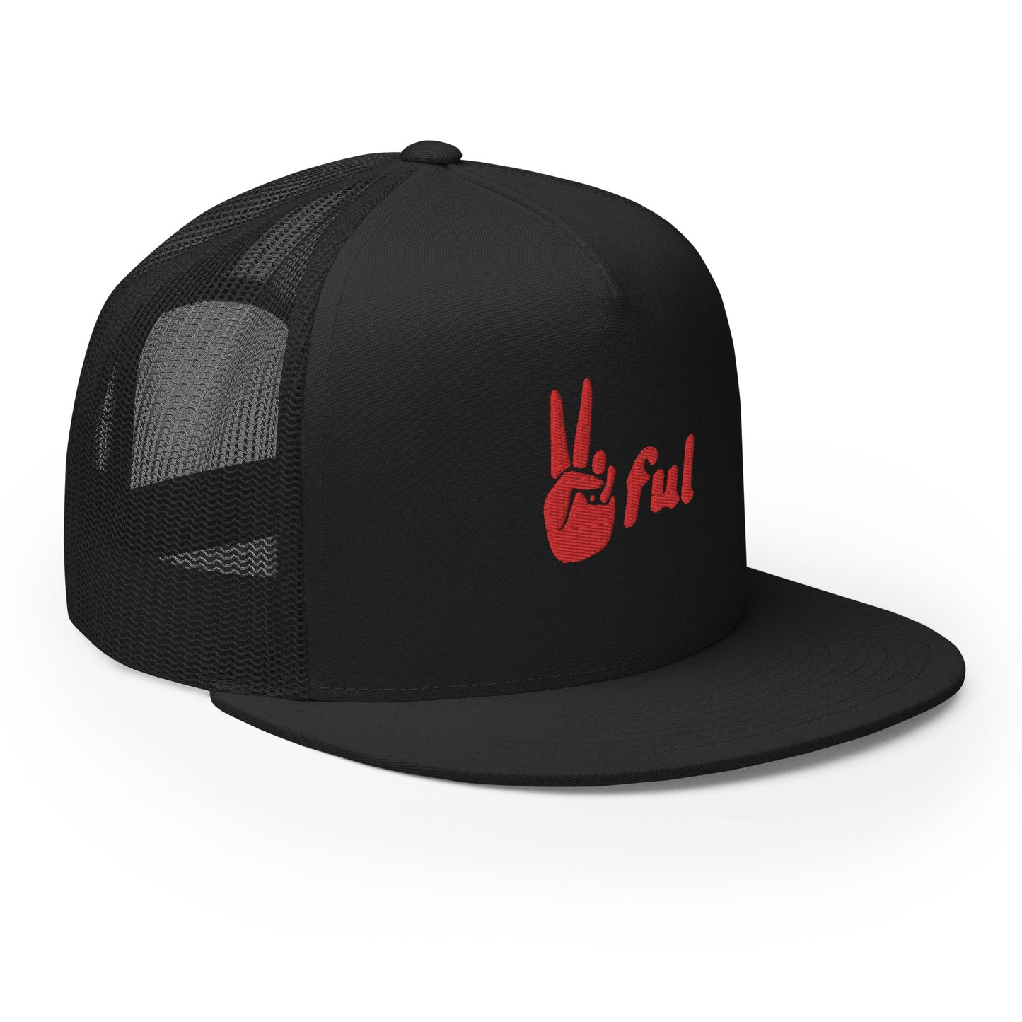 Peaceful Trucker Cap Red Embroidered