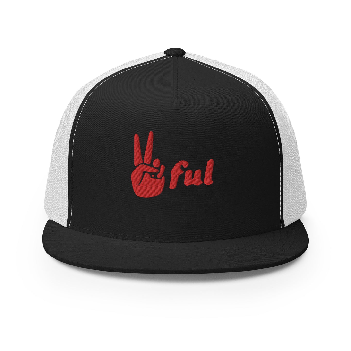 Peaceful Trucker Cap Red Embroidered
