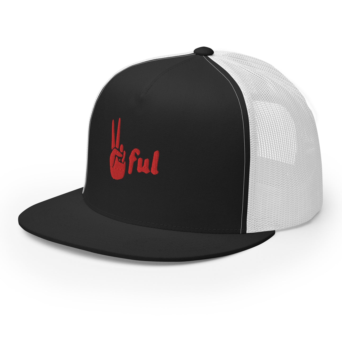 Peaceful Trucker Cap Red Embroidered