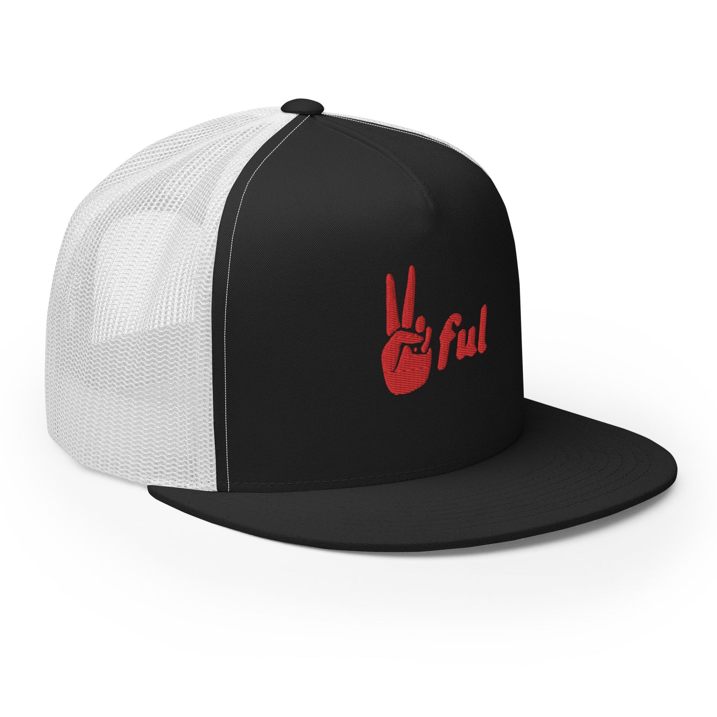 Peaceful Trucker Cap Red Embroidered