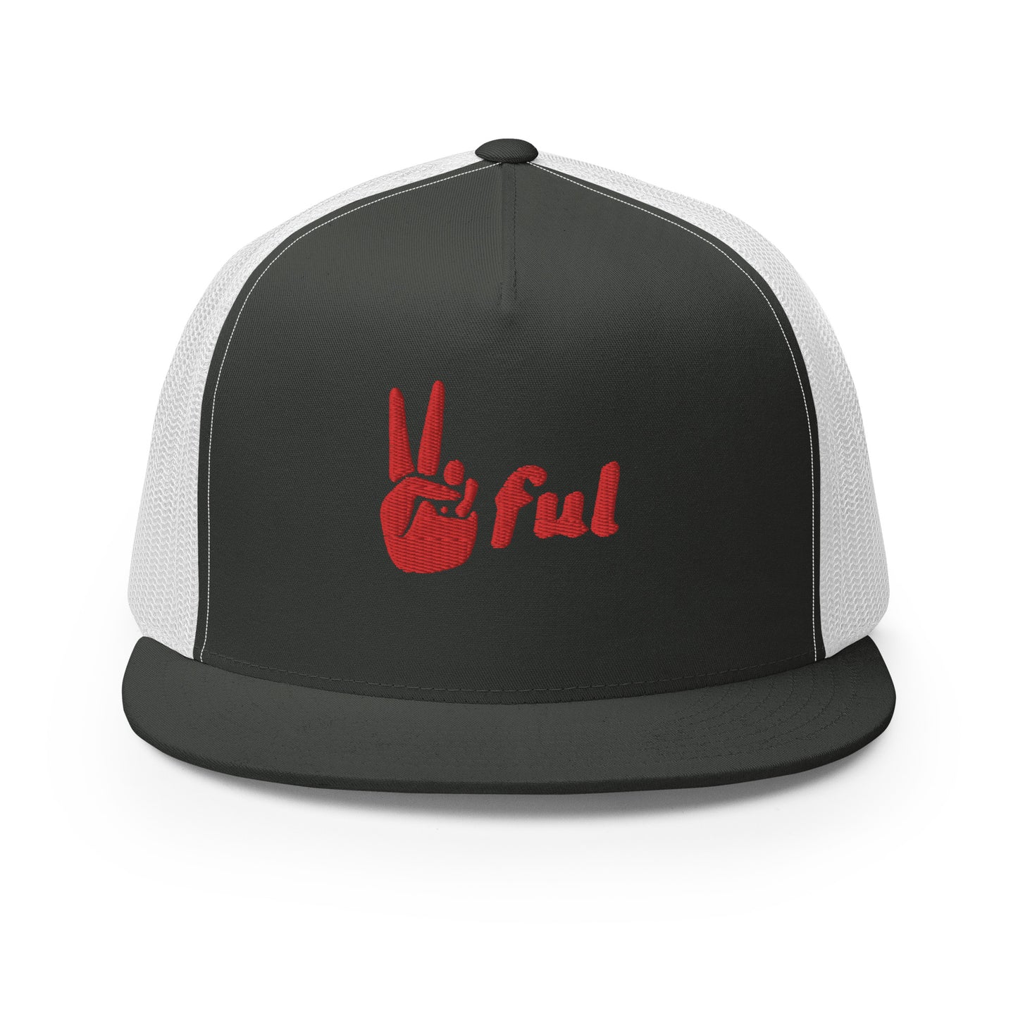 Peaceful Trucker Cap Red Embroidered