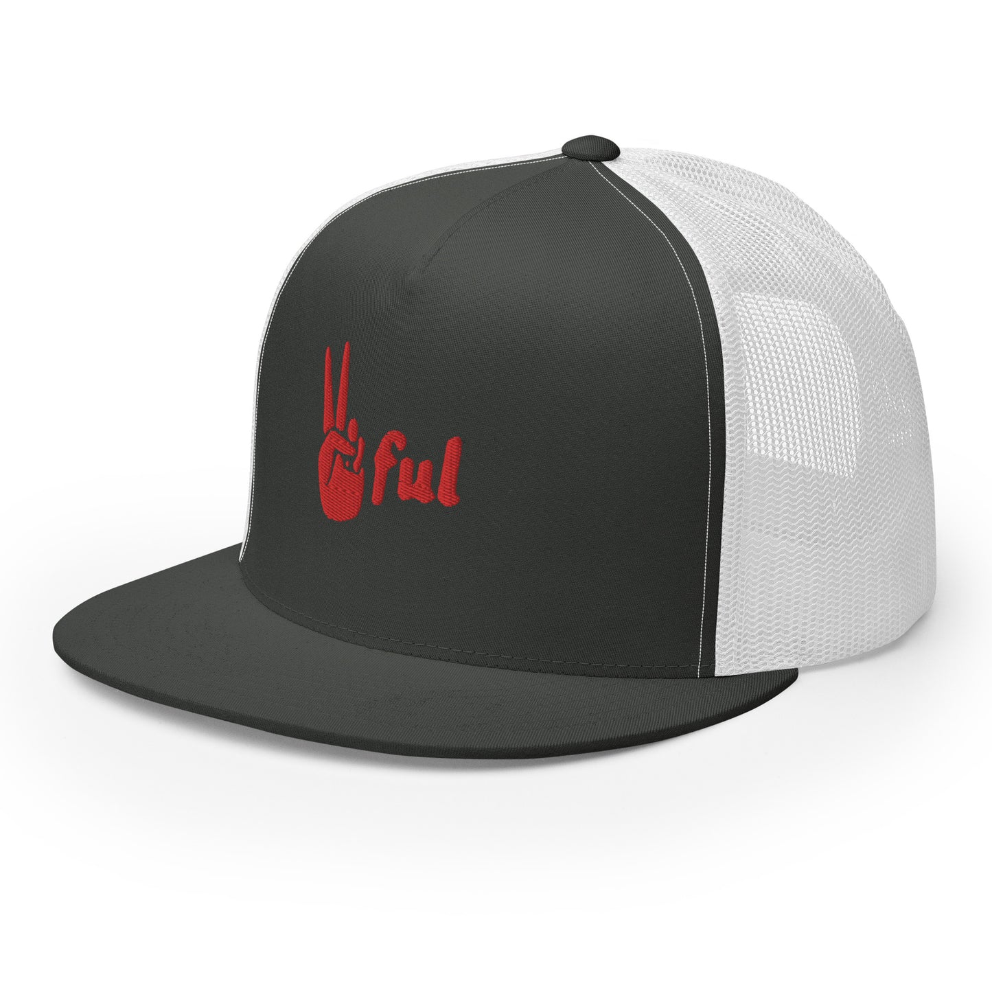 Peaceful Trucker Cap Red Embroidered
