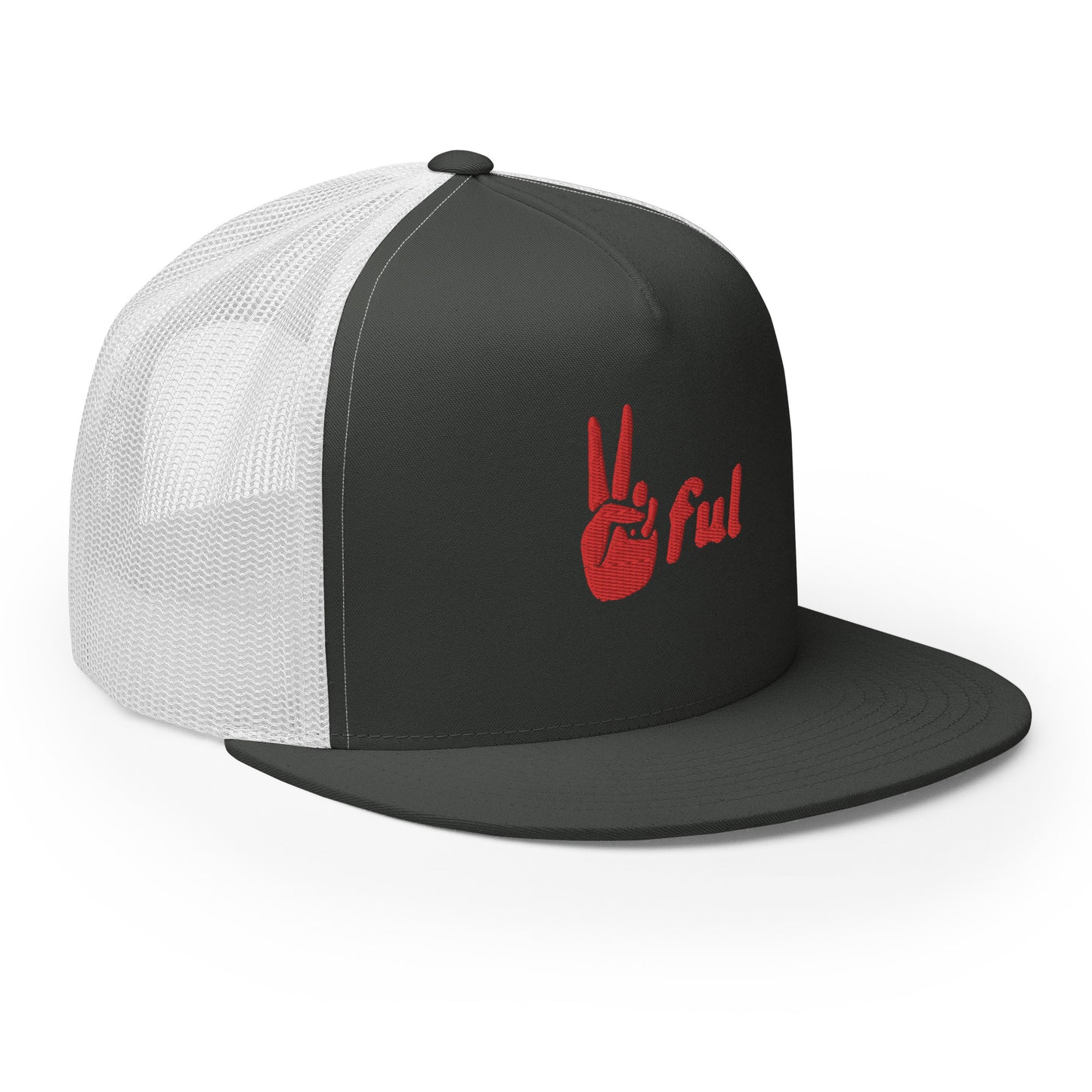 Peaceful Trucker Cap Red Embroidered