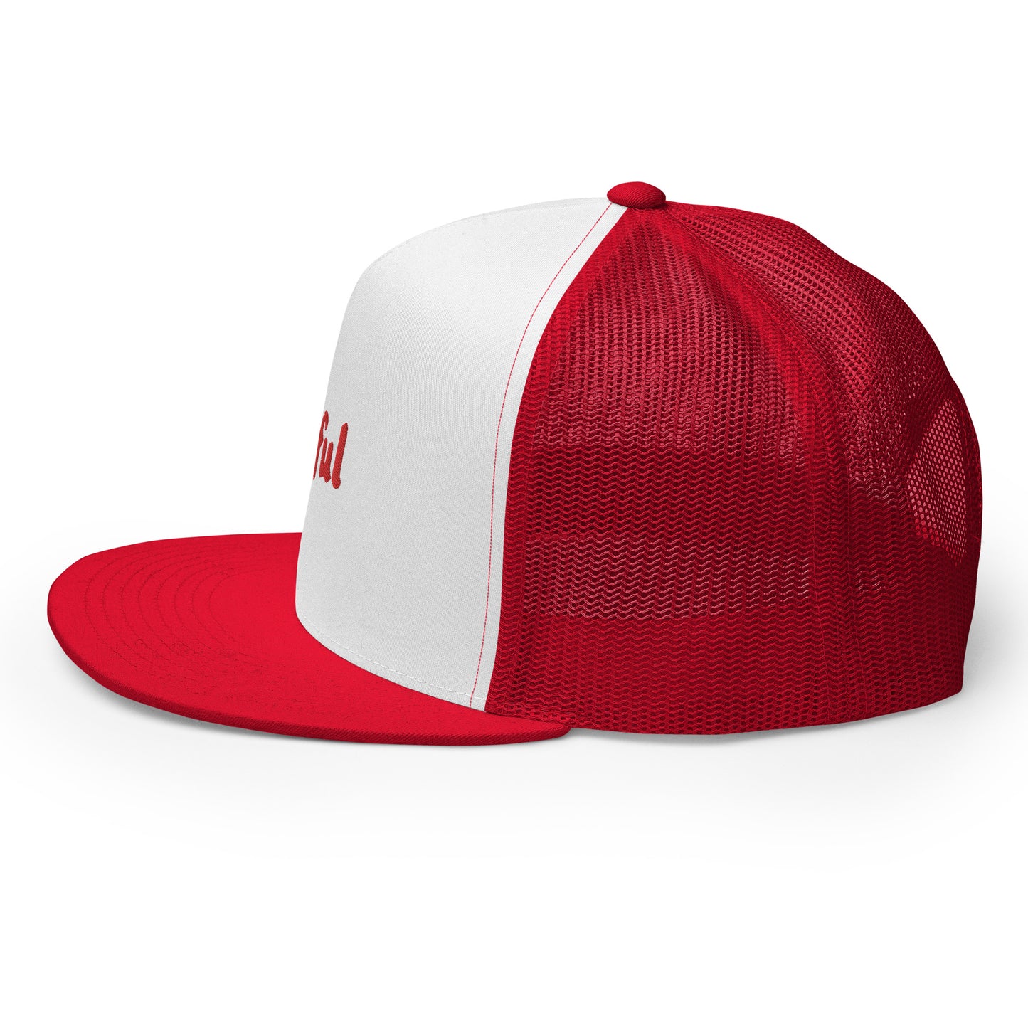 Peaceful Trucker Cap Red Embroidered