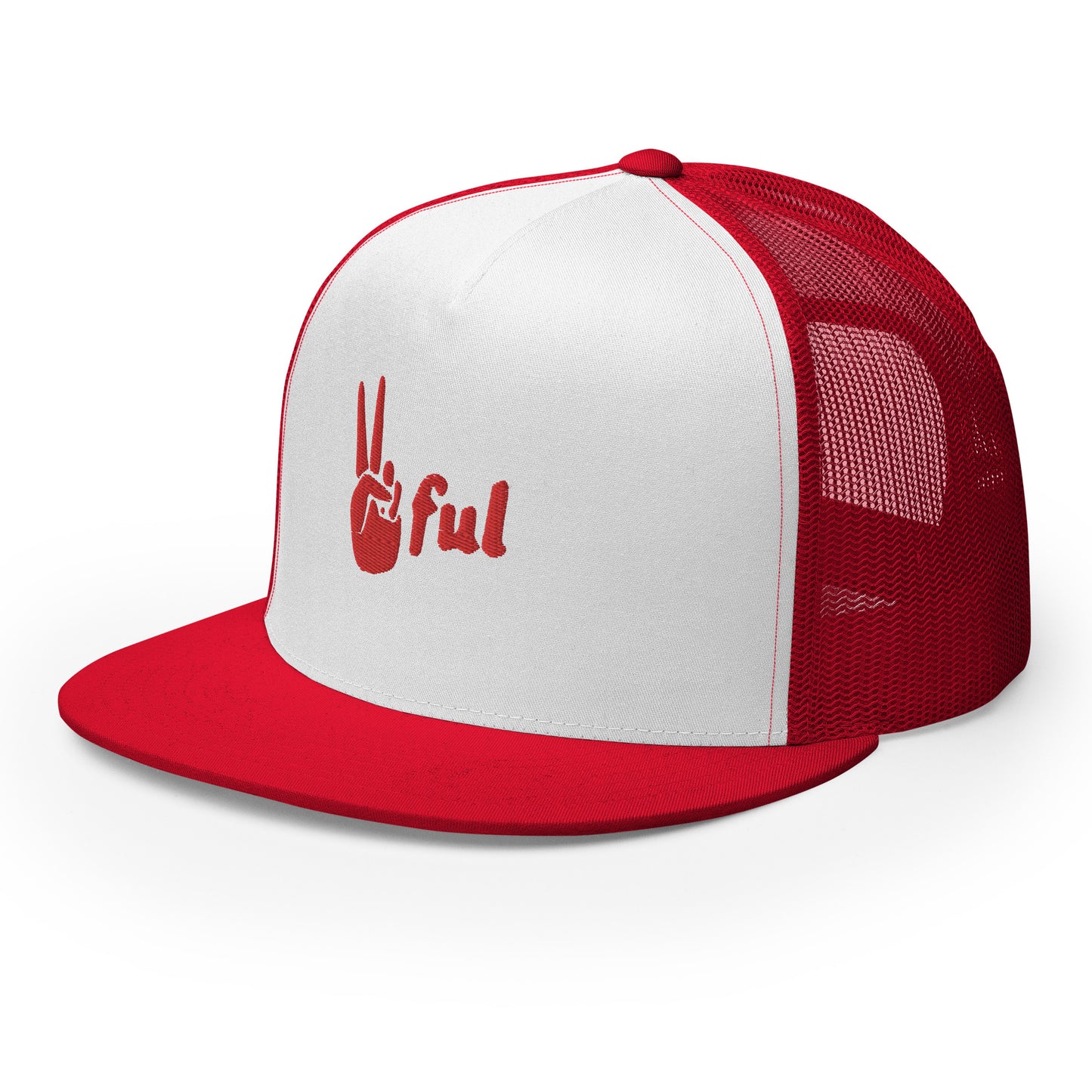 Peaceful Trucker Cap Red Embroidered