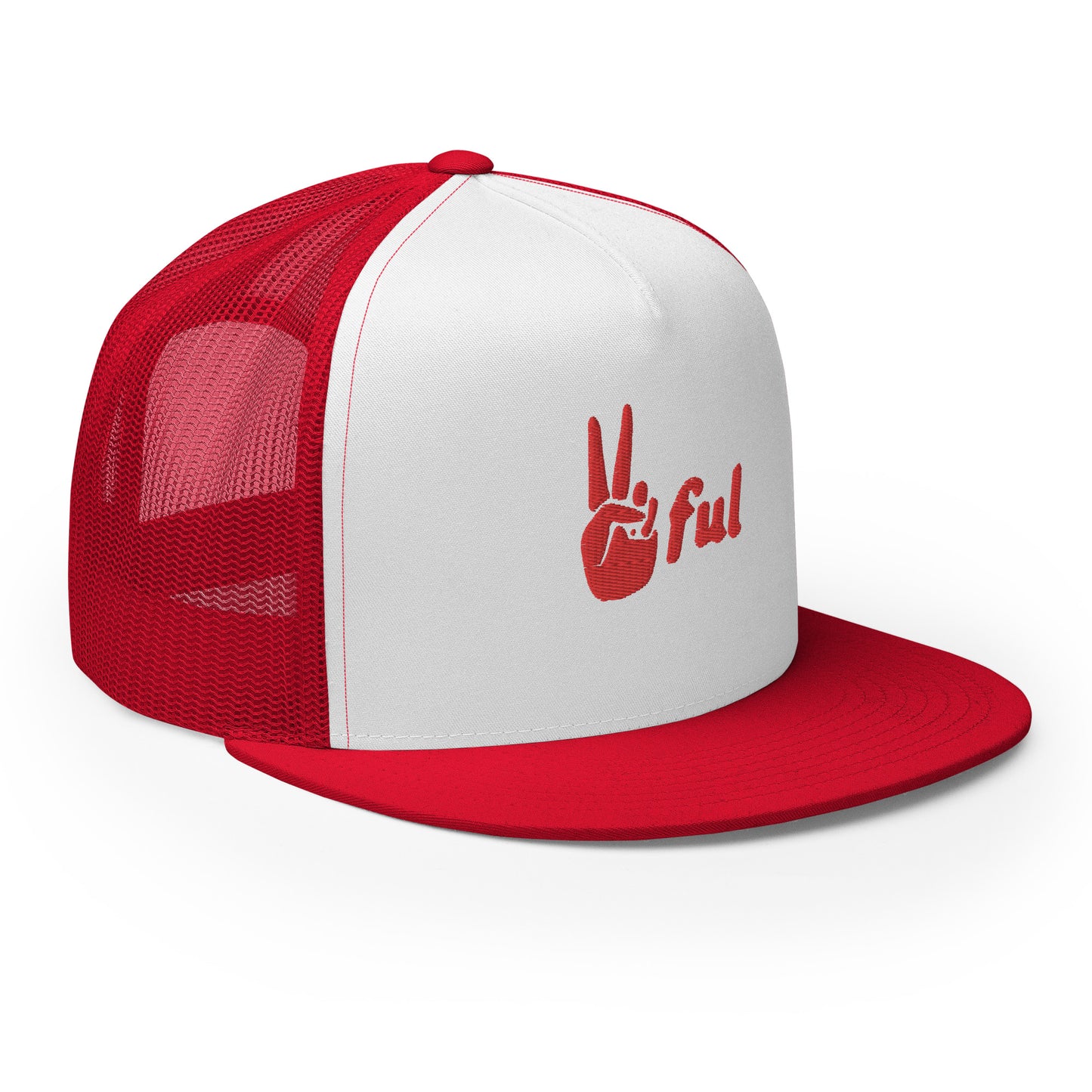 Peaceful Trucker Cap Red Embroidered