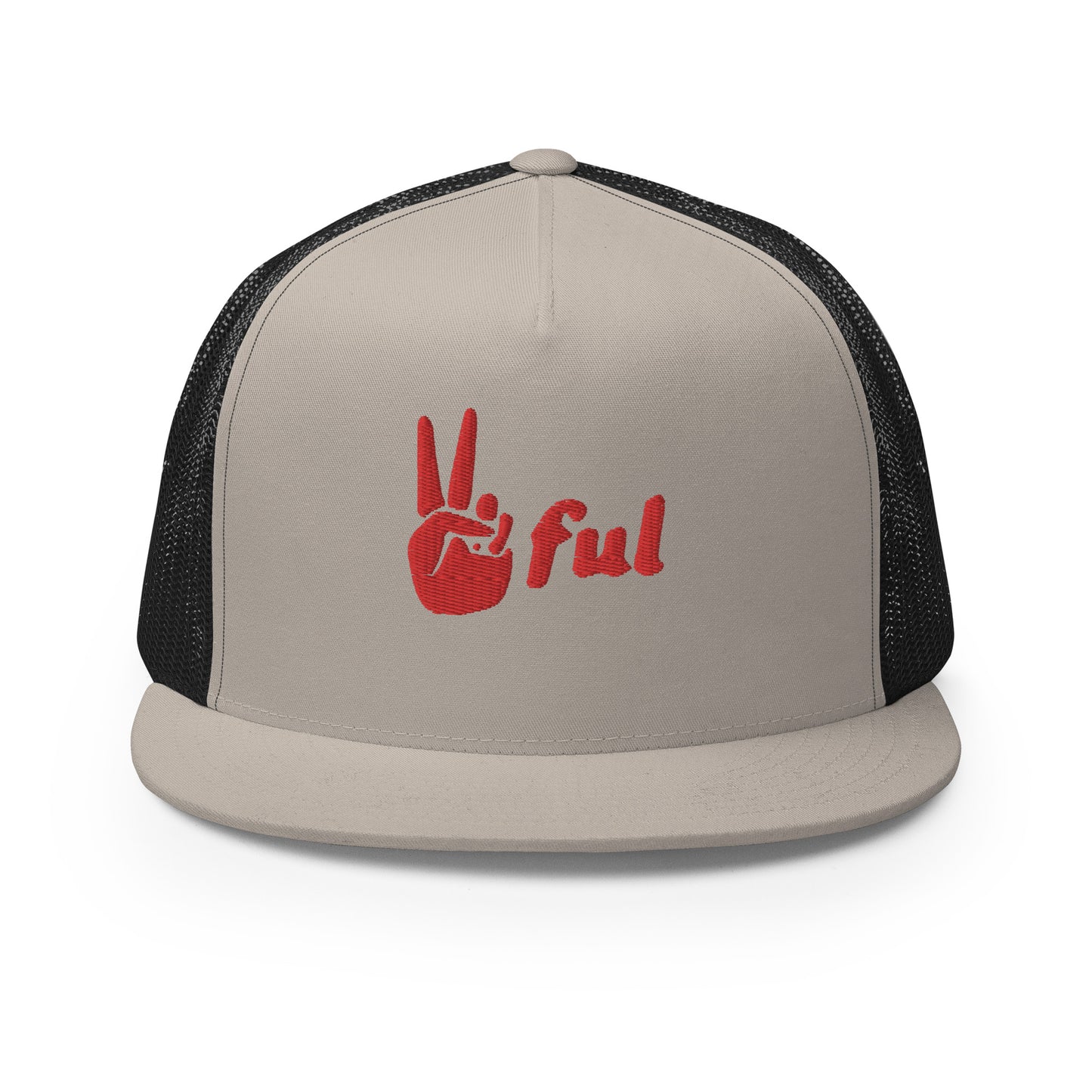 Peaceful Trucker Cap Red Embroidered