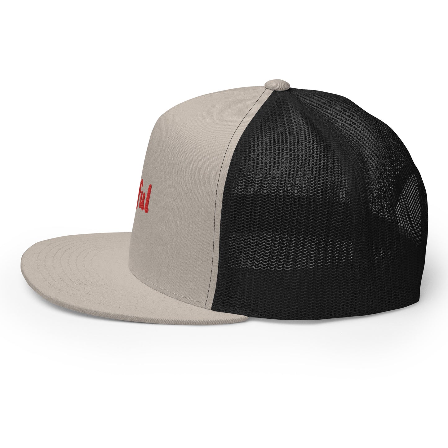 Peaceful Trucker Cap Red Embroidered