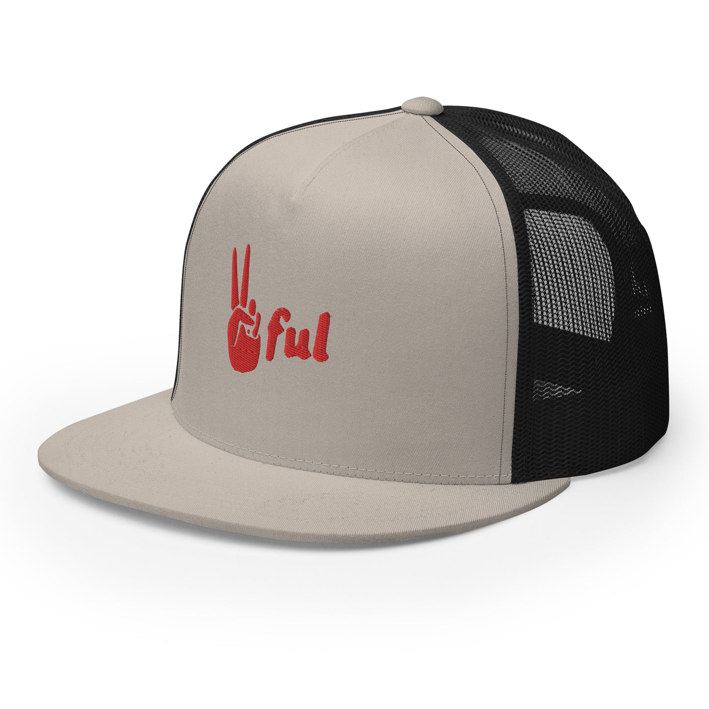 Peaceful Trucker Cap Red Embroidered