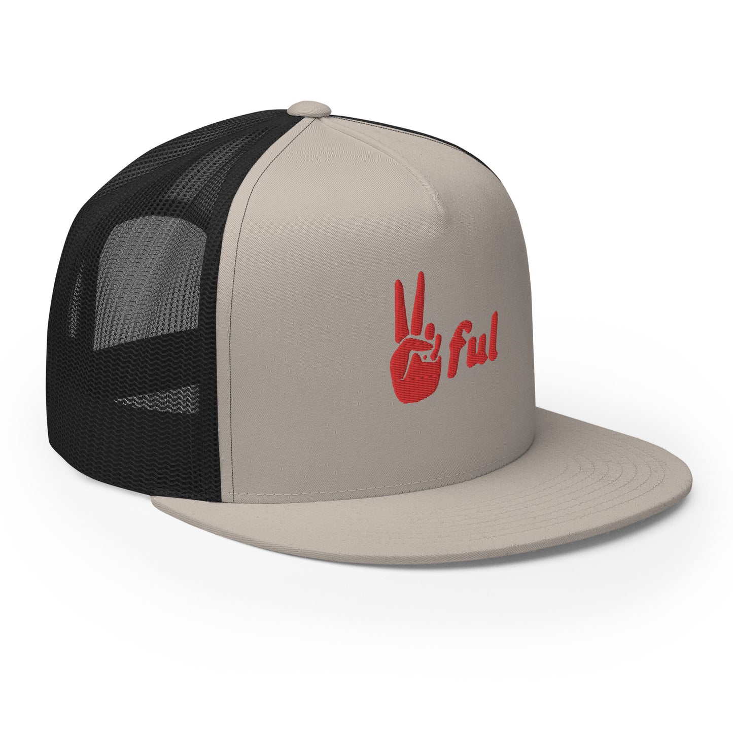 Peaceful Trucker Cap Red Embroidered