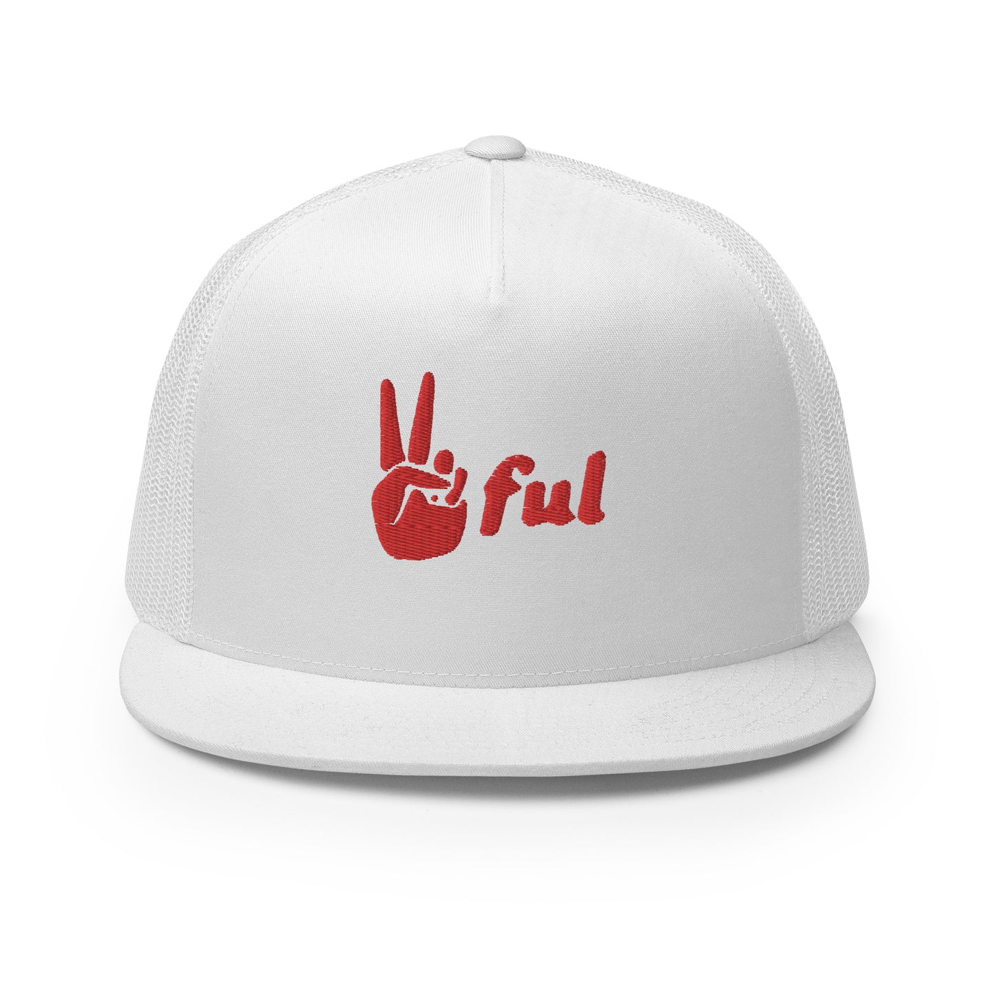 Peaceful Trucker Cap Red Embroidered