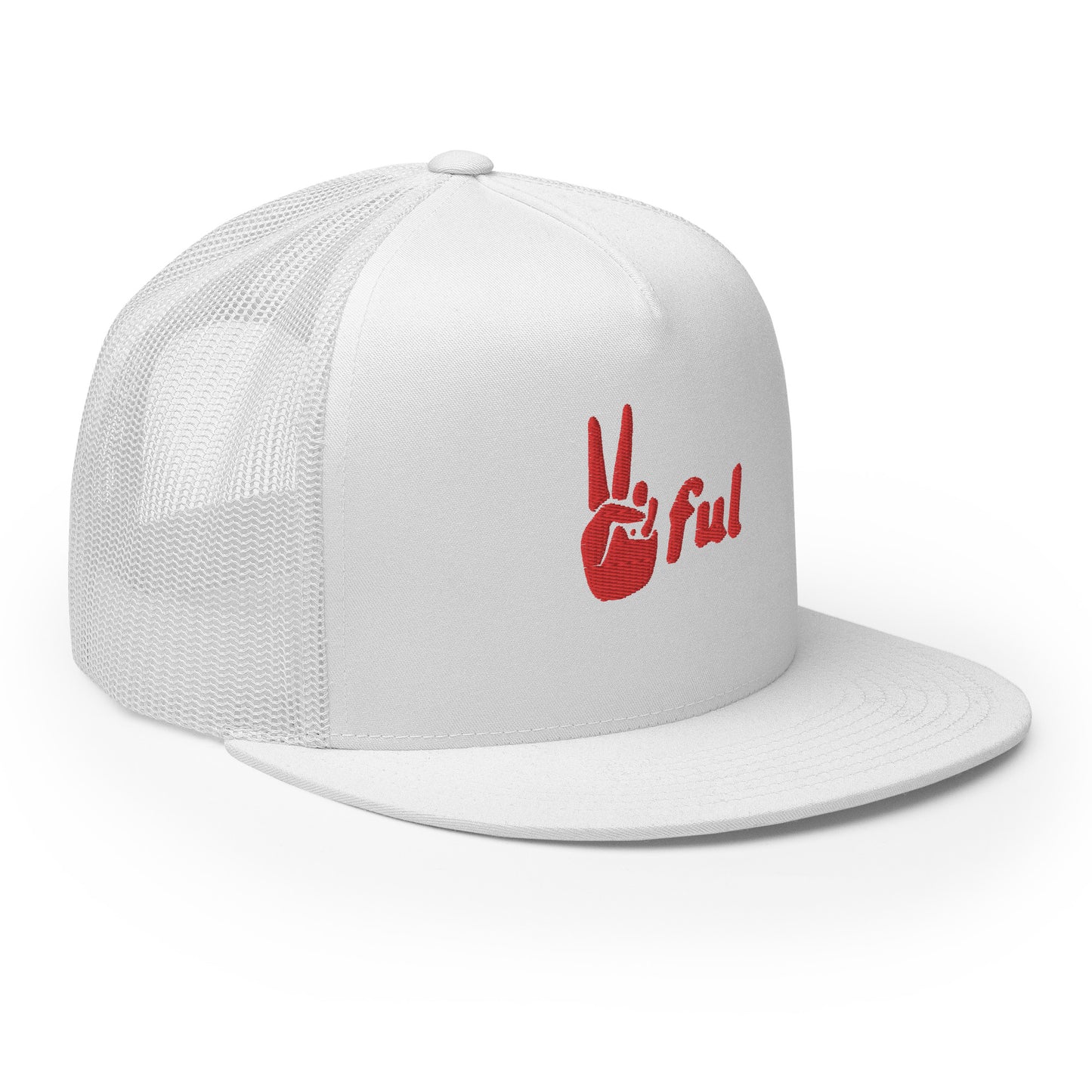 Peaceful Trucker Cap Red Embroidered