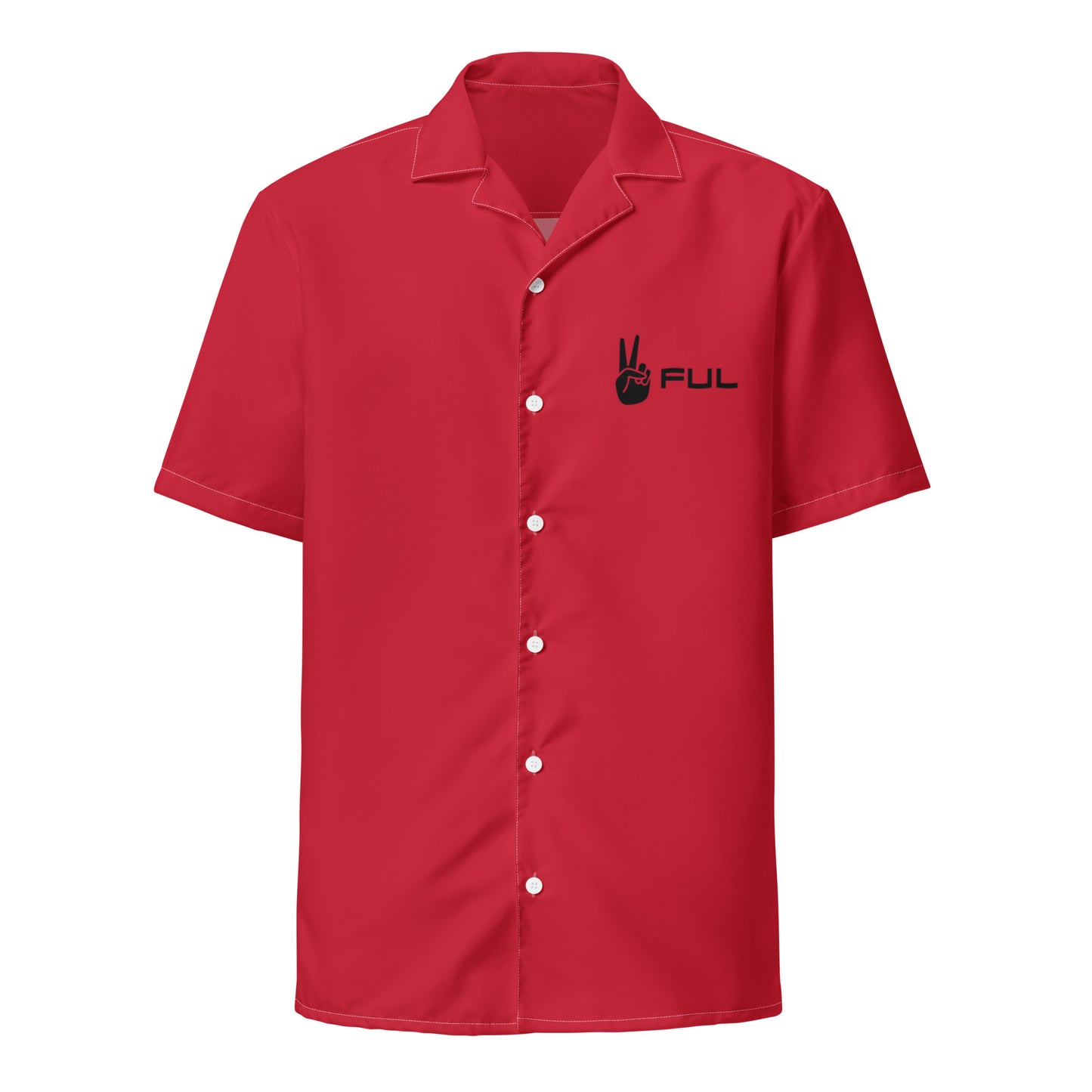 Unisex Red and Black Peaceful button shirt