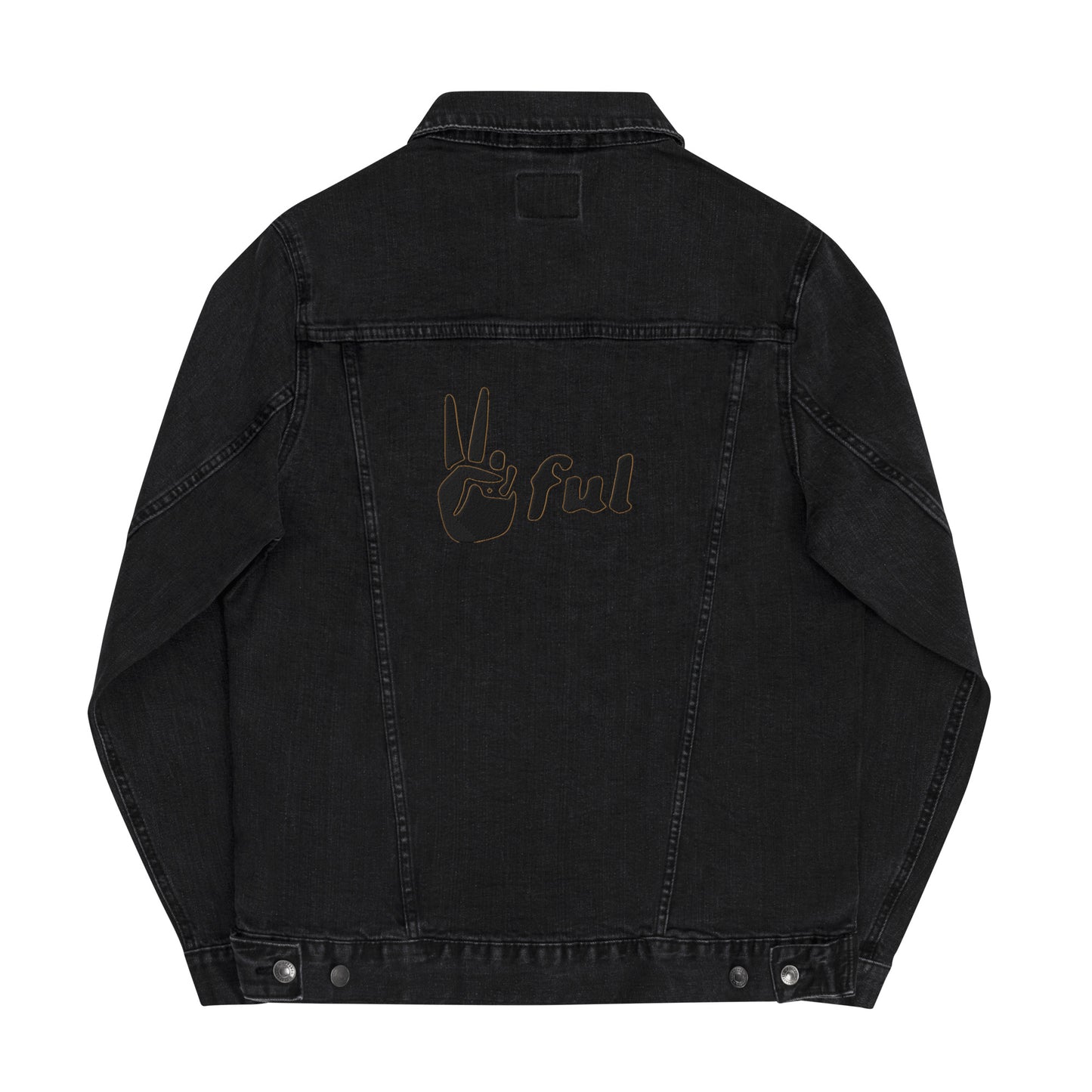 Unisex denim jacket with peaceful logo