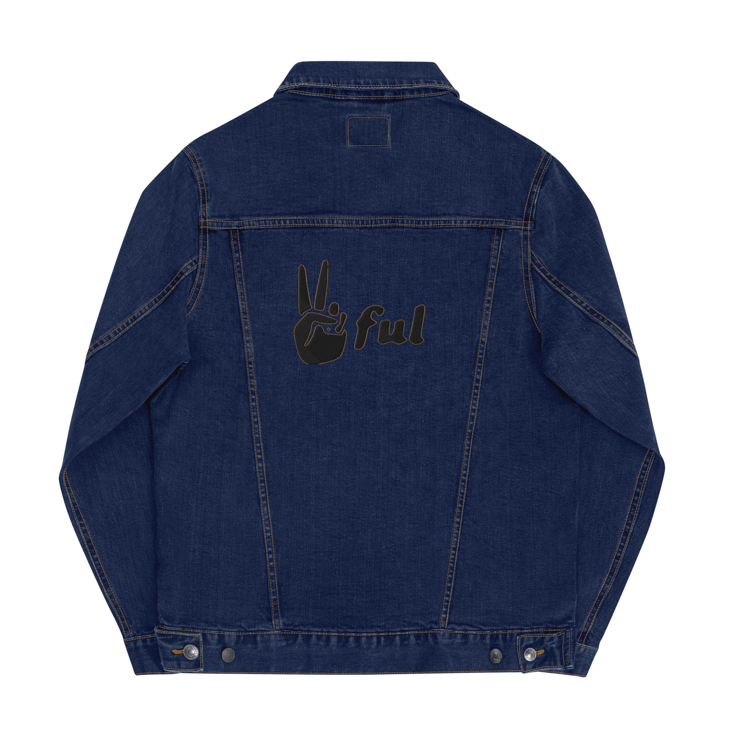 Unisex denim jacket with peaceful logo