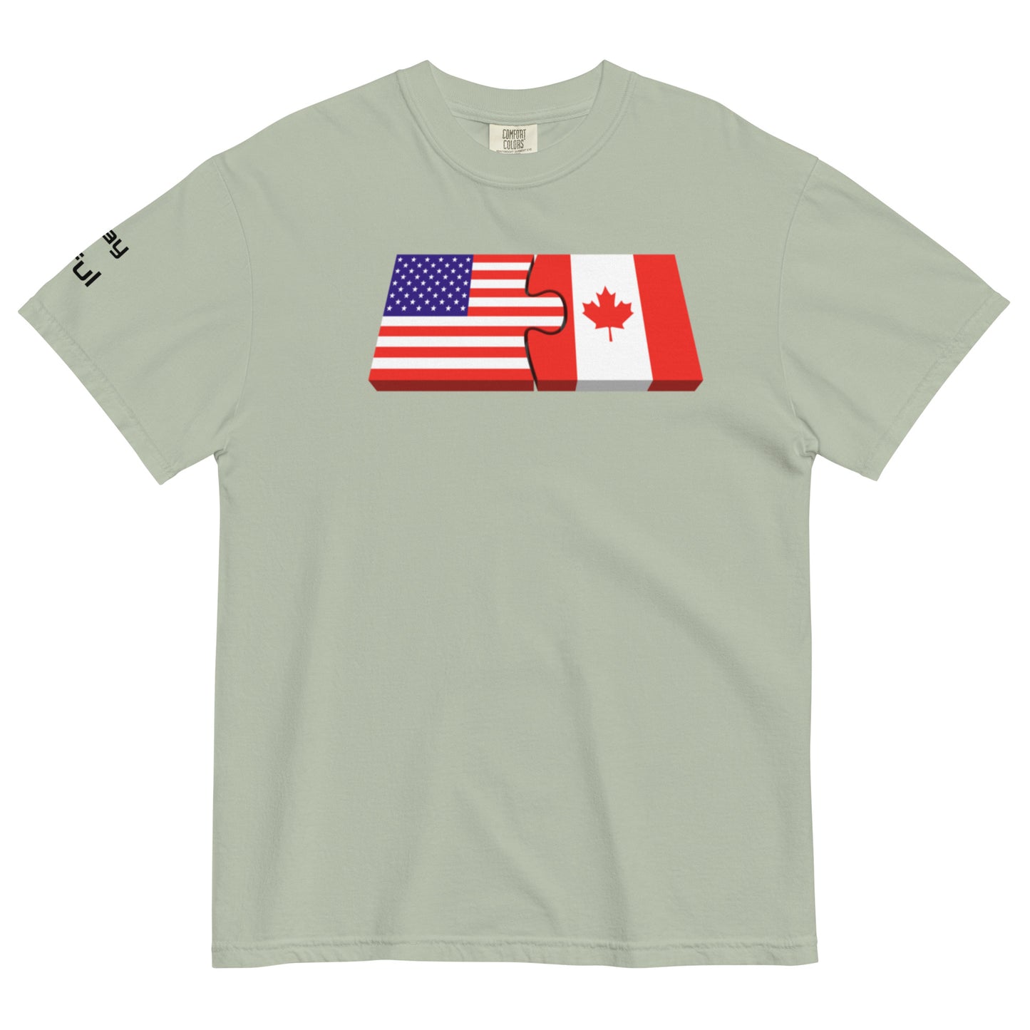 Unisex Red Cotton American/Canadian Flag Unison  garment-dyed heavyweight Peaceful t-shirt S-4XL