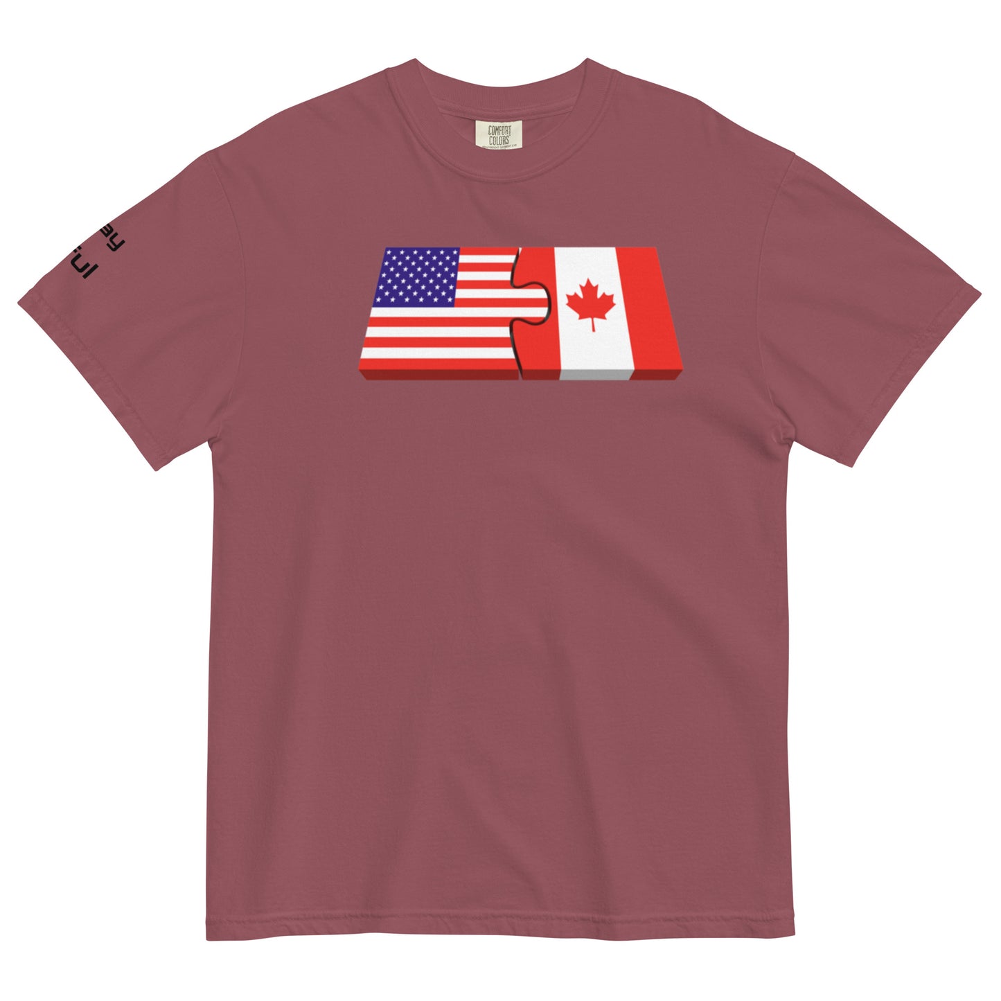 Unisex Red Cotton American/Canadian Flag Unison  garment-dyed heavyweight Peaceful t-shirt S-4XL