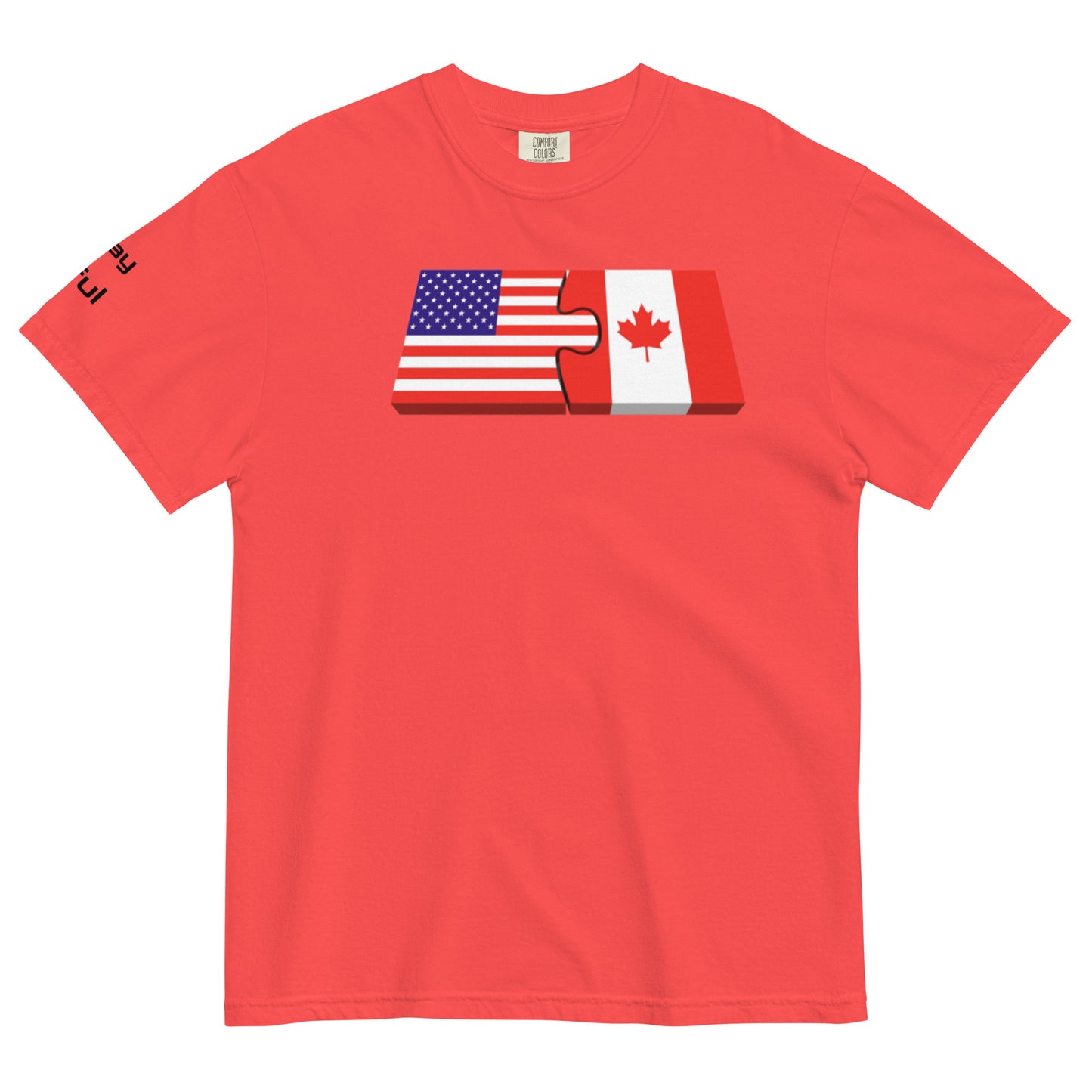 Unisex Red Cotton American/Canadian Flag Unison  garment-dyed heavyweight Peaceful t-shirt S-4XL