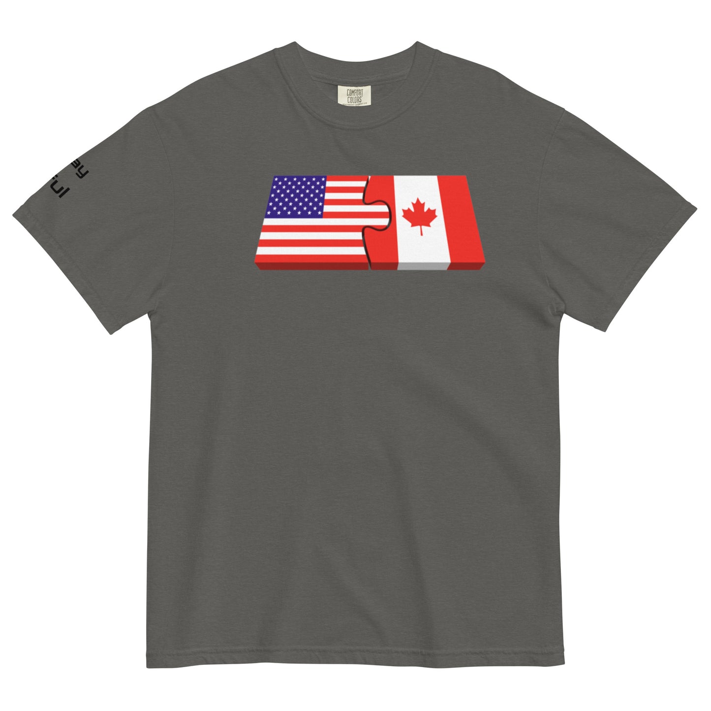 Unisex Red Cotton American/Canadian Flag Unison  garment-dyed heavyweight Peaceful t-shirt S-4XL