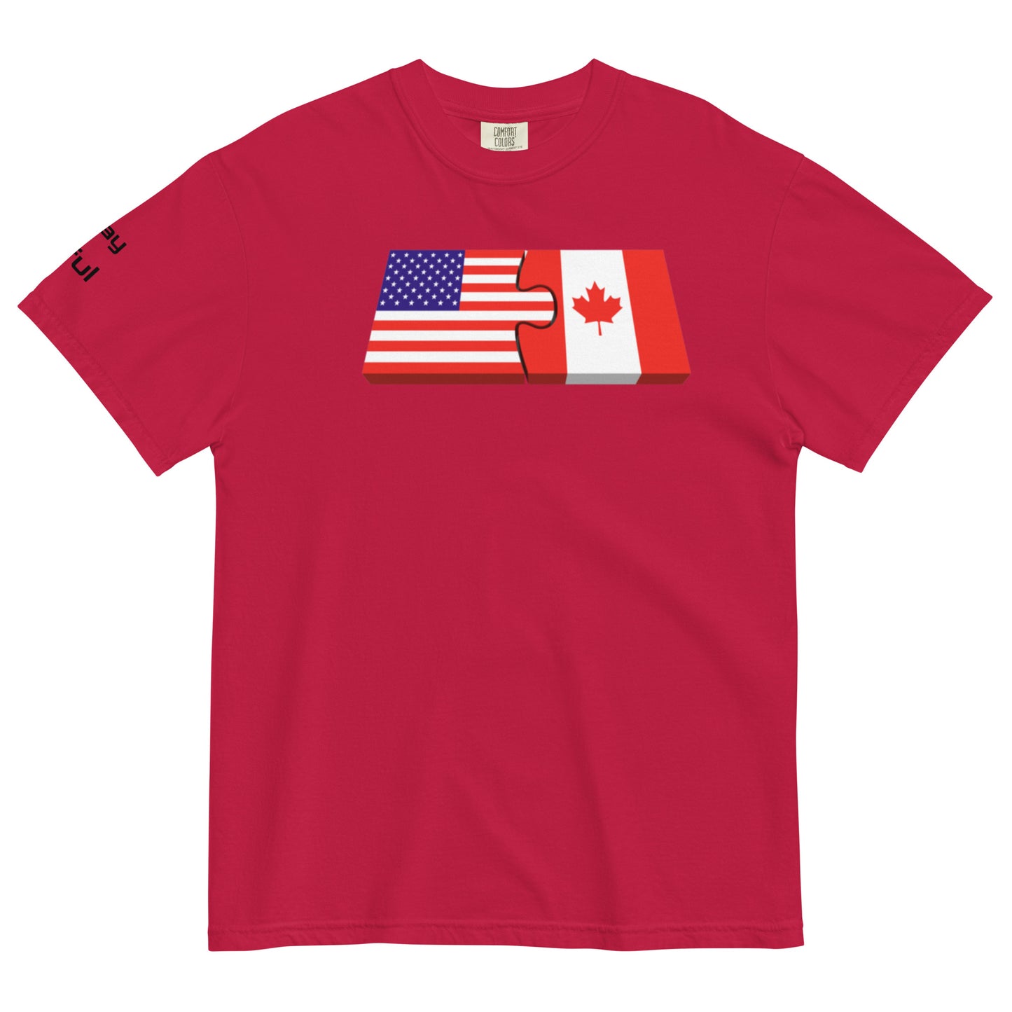 Unisex Red Cotton American/Canadian Flag Unison  garment-dyed heavyweight Peaceful t-shirt S-4XL