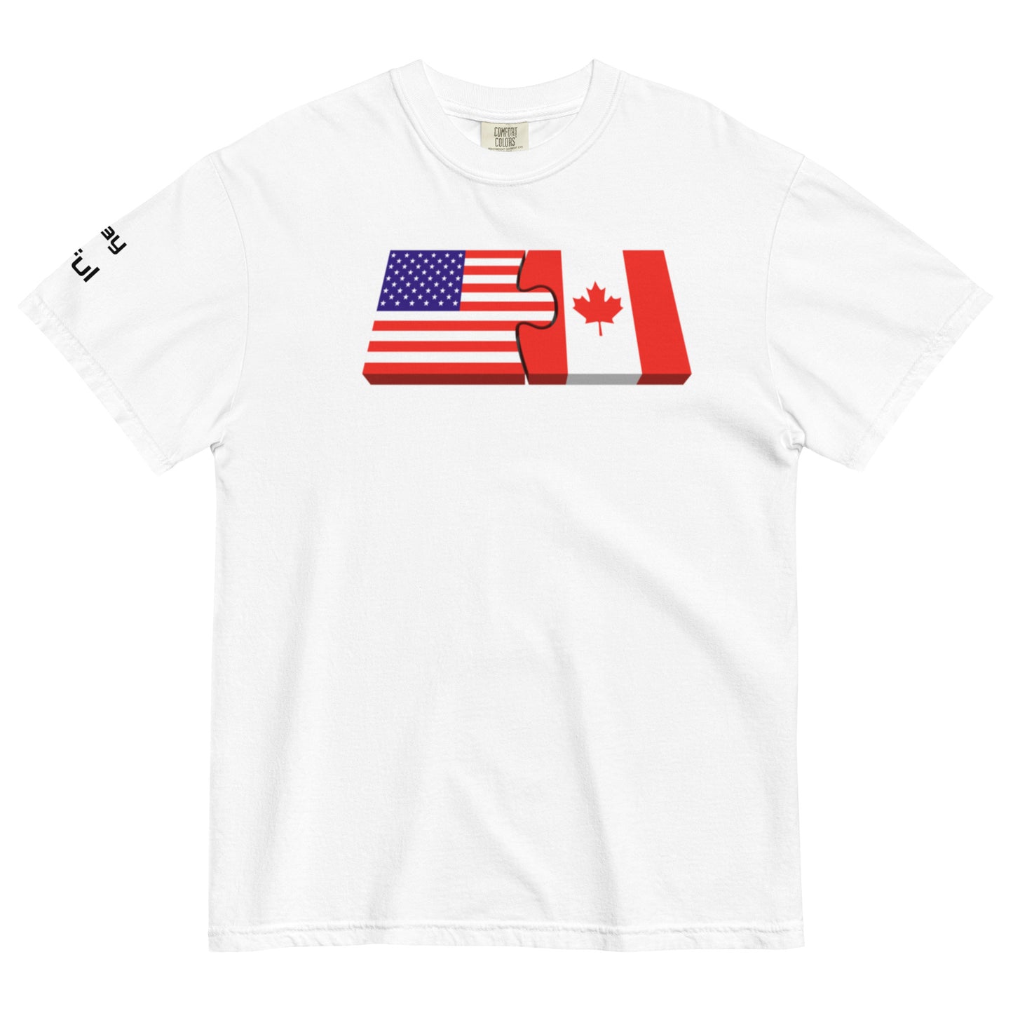 Unisex Red Cotton American/Canadian Flag Unison  garment-dyed heavyweight Peaceful t-shirt S-4XL