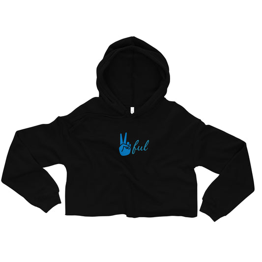 Crop Hoodie with Cursive Peaceful Logo