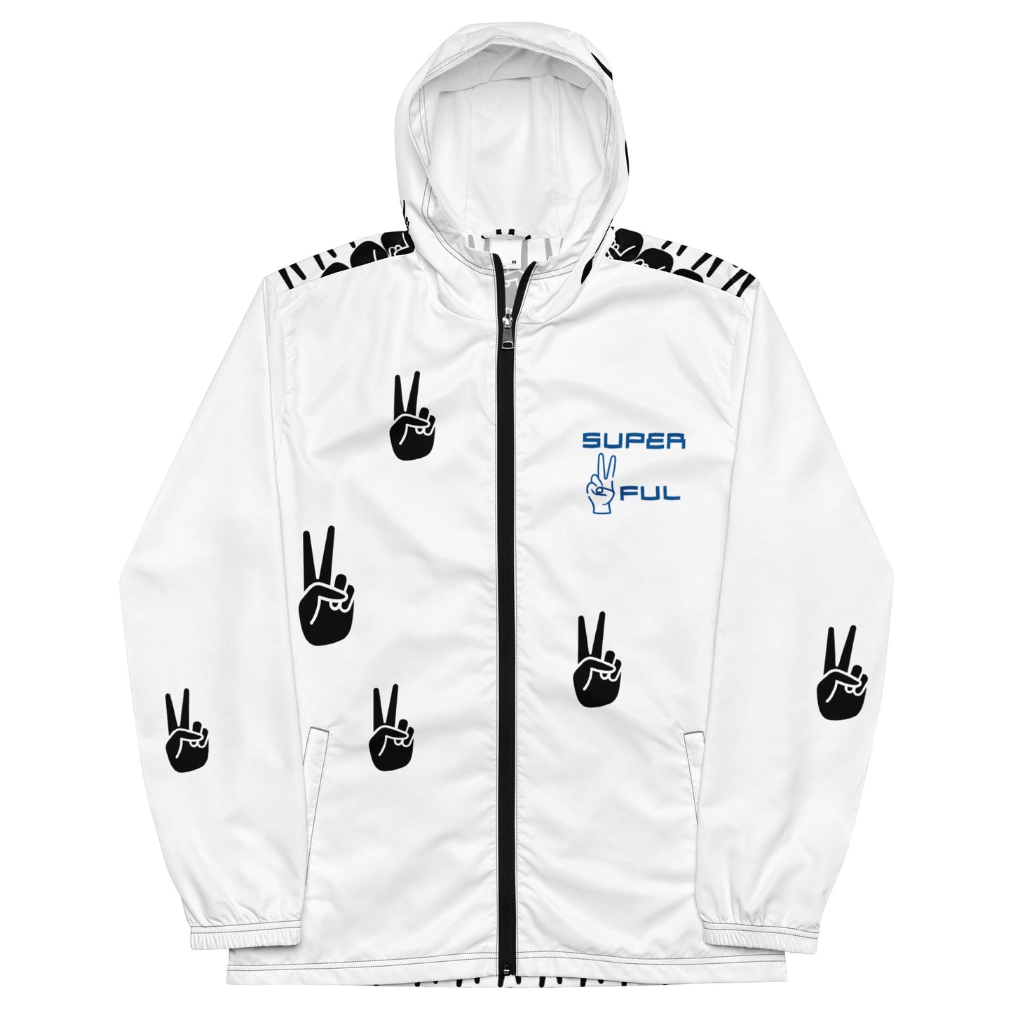 Men’s White, Blue and Black Peaceful windbreaker