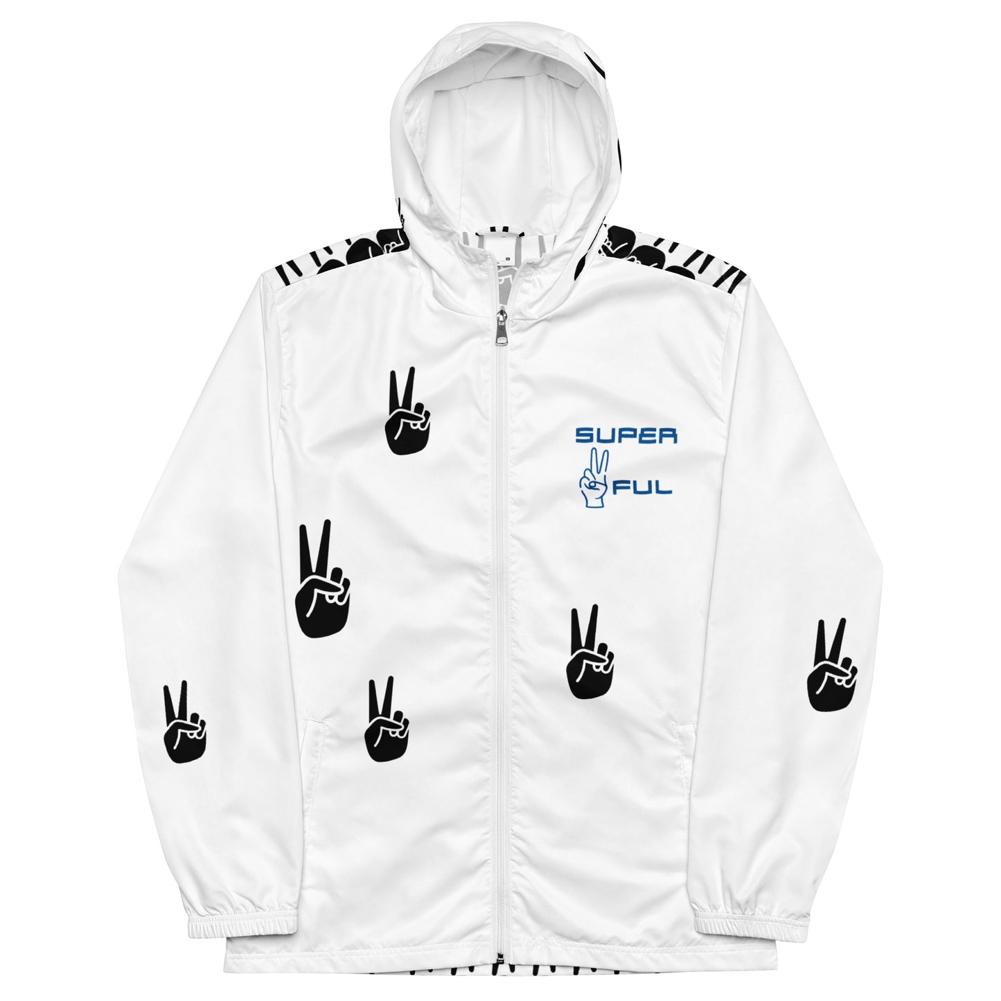 Men’s White, Blue and Black Peaceful windbreaker