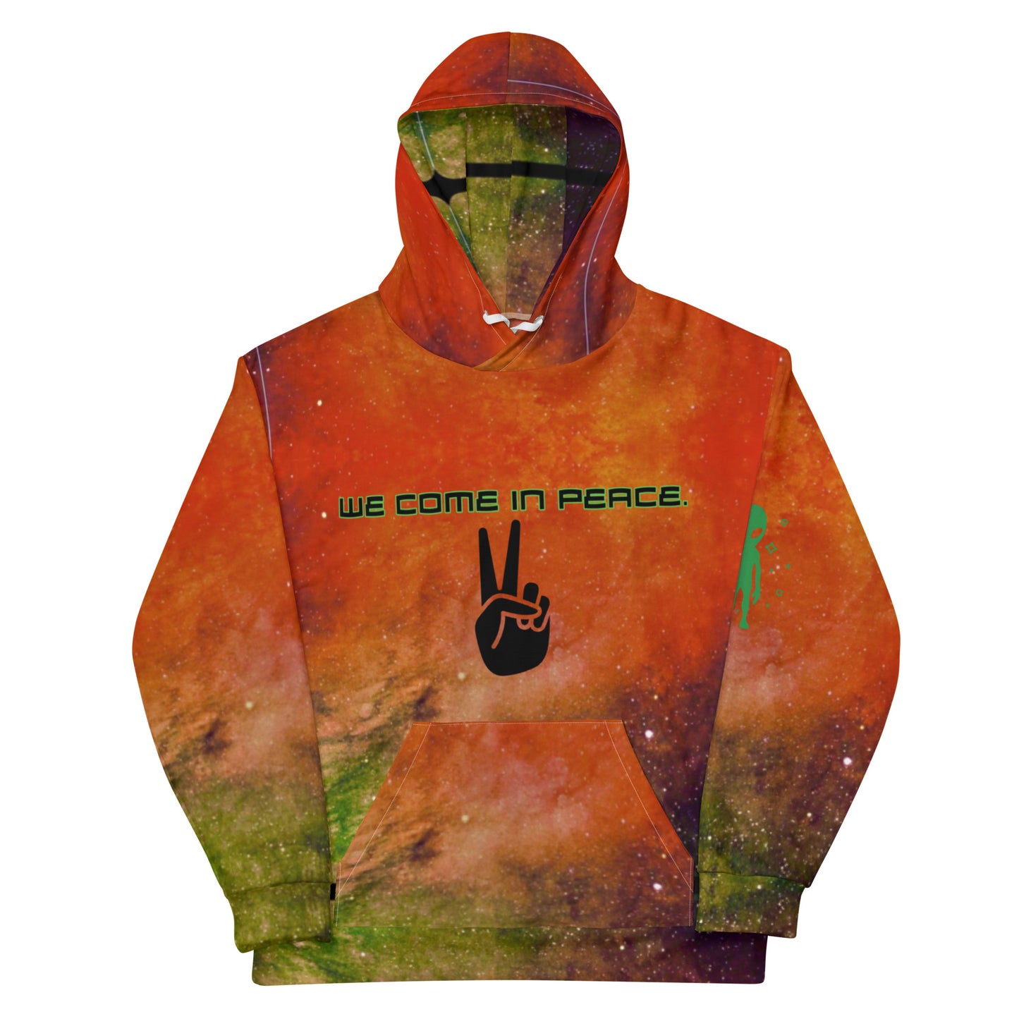 We Come in Peace Orange Green Unisex Hoodie