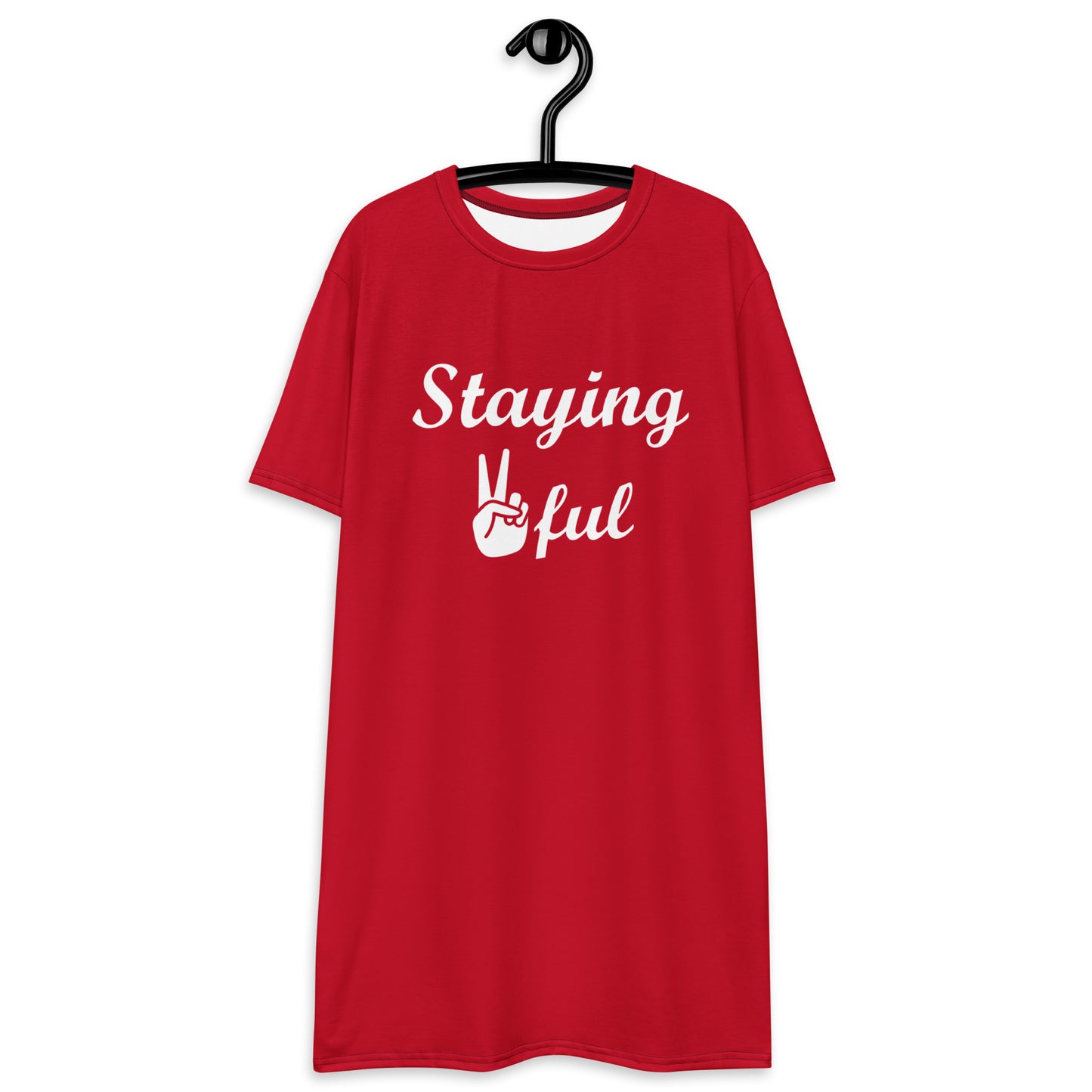 Women's Red/White Dress T-shirt, Cotton, Short sleeve, Peaceful logo, Sz 2XS-3XL