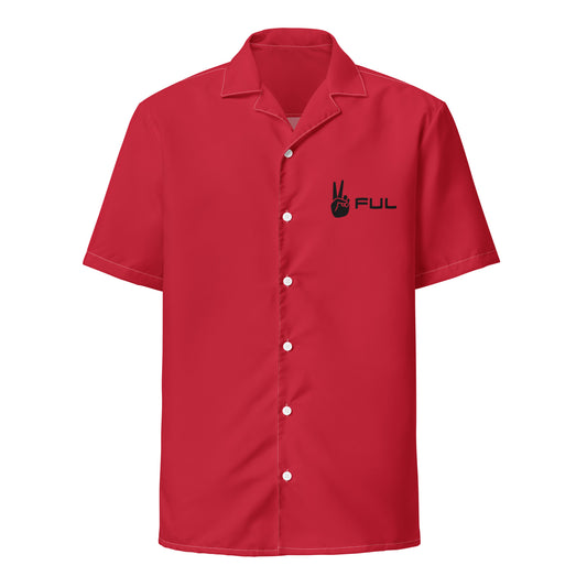 Unisex Red and Black Peaceful button shirt