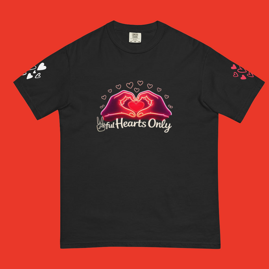 Unisex Peaceful Hearts Only  garment-dyed heavyweight t-shirt