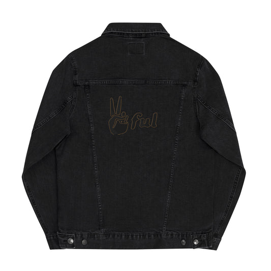 Unisex denim jacket with peaceful logo