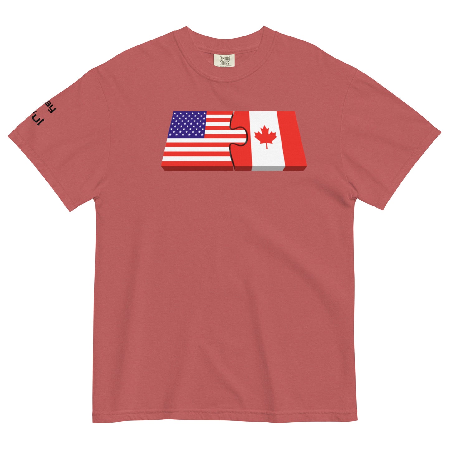 Unisex Red Cotton American/Canadian Flag Unison  garment-dyed heavyweight Peaceful t-shirt S-4XL