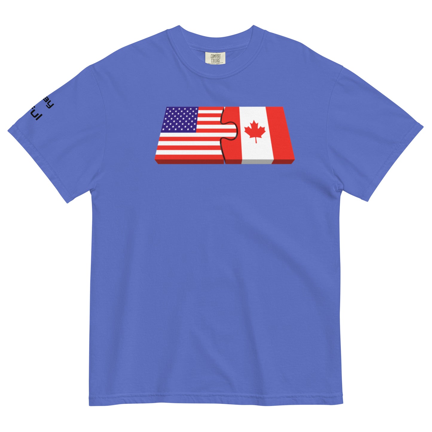 Unisex Red Cotton American/Canadian Flag Unison  garment-dyed heavyweight Peaceful t-shirt S-4XL