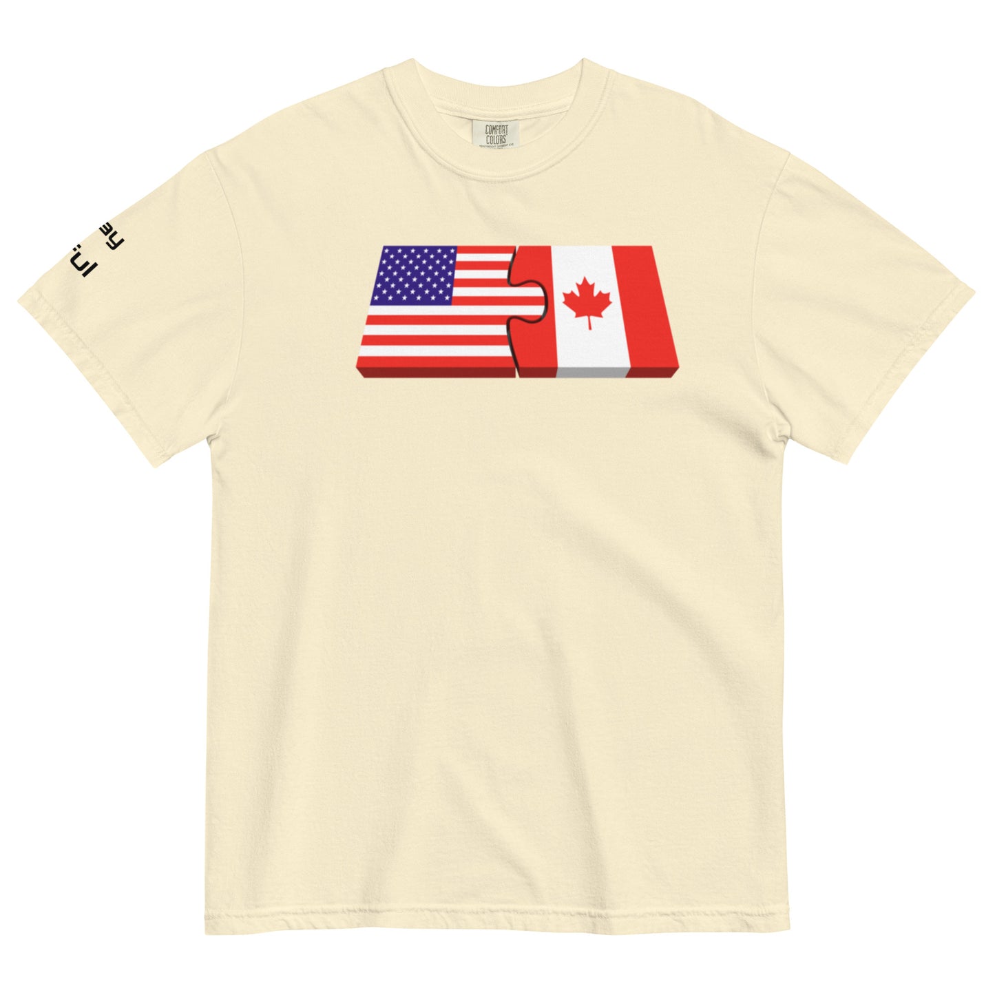 Unisex Red Cotton American/Canadian Flag Unison  garment-dyed heavyweight Peaceful t-shirt S-4XL