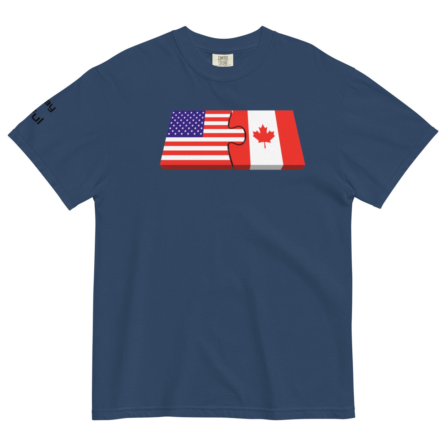Unisex Red Cotton American/Canadian Flag Unison  garment-dyed heavyweight Peaceful t-shirt S-4XL
