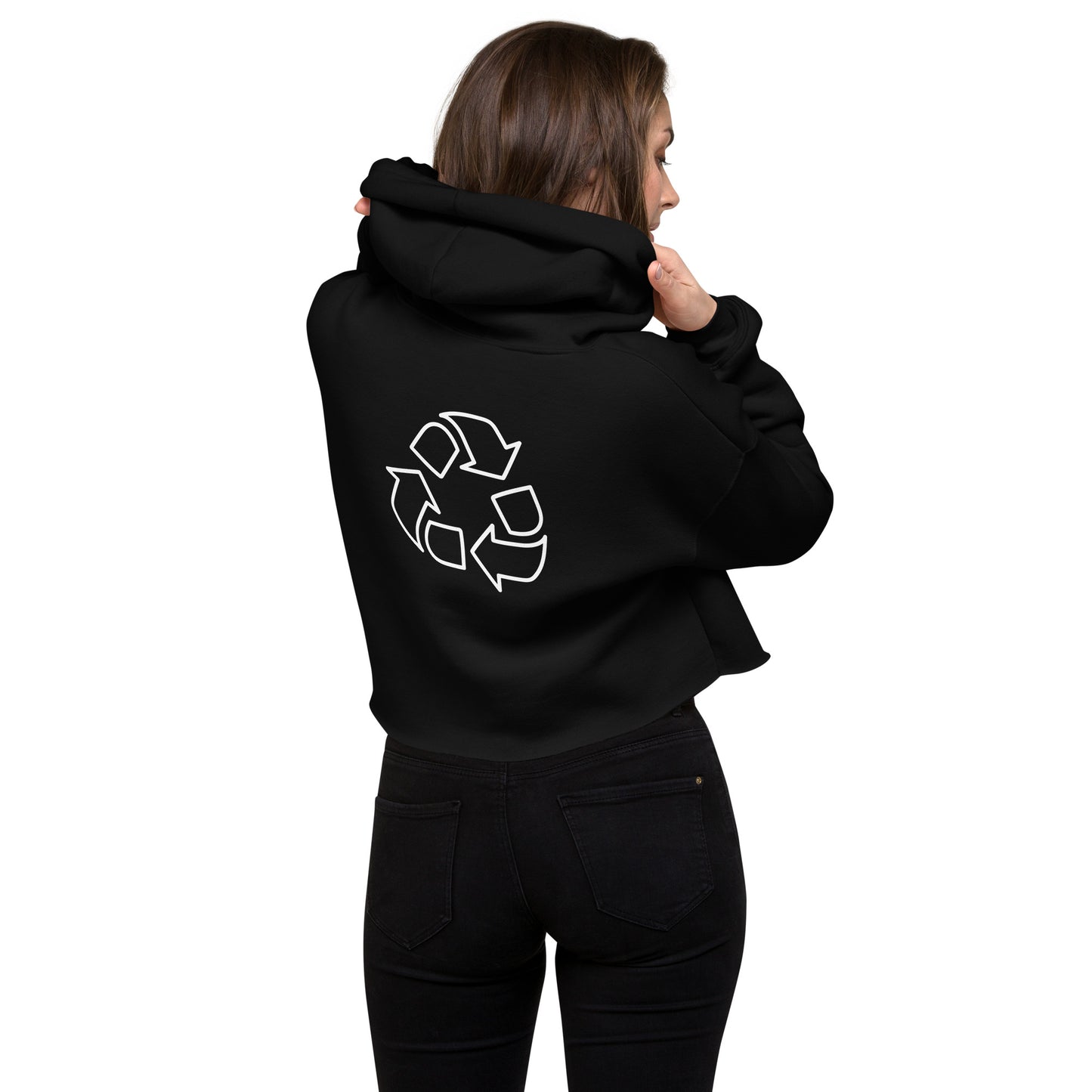 Crop Hoodie with Cursive Peaceful Logo