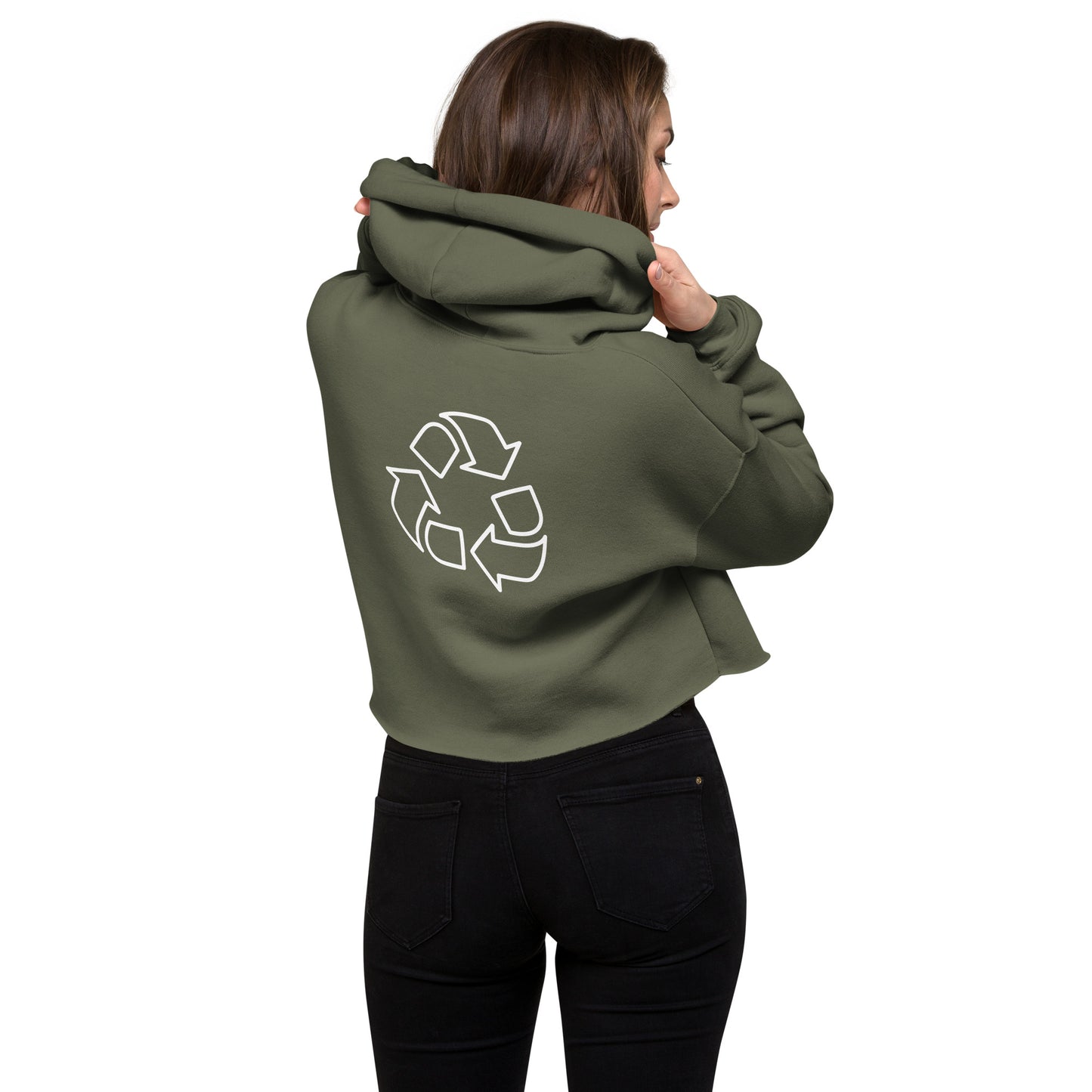 Crop Hoodie with Cursive Peaceful Logo