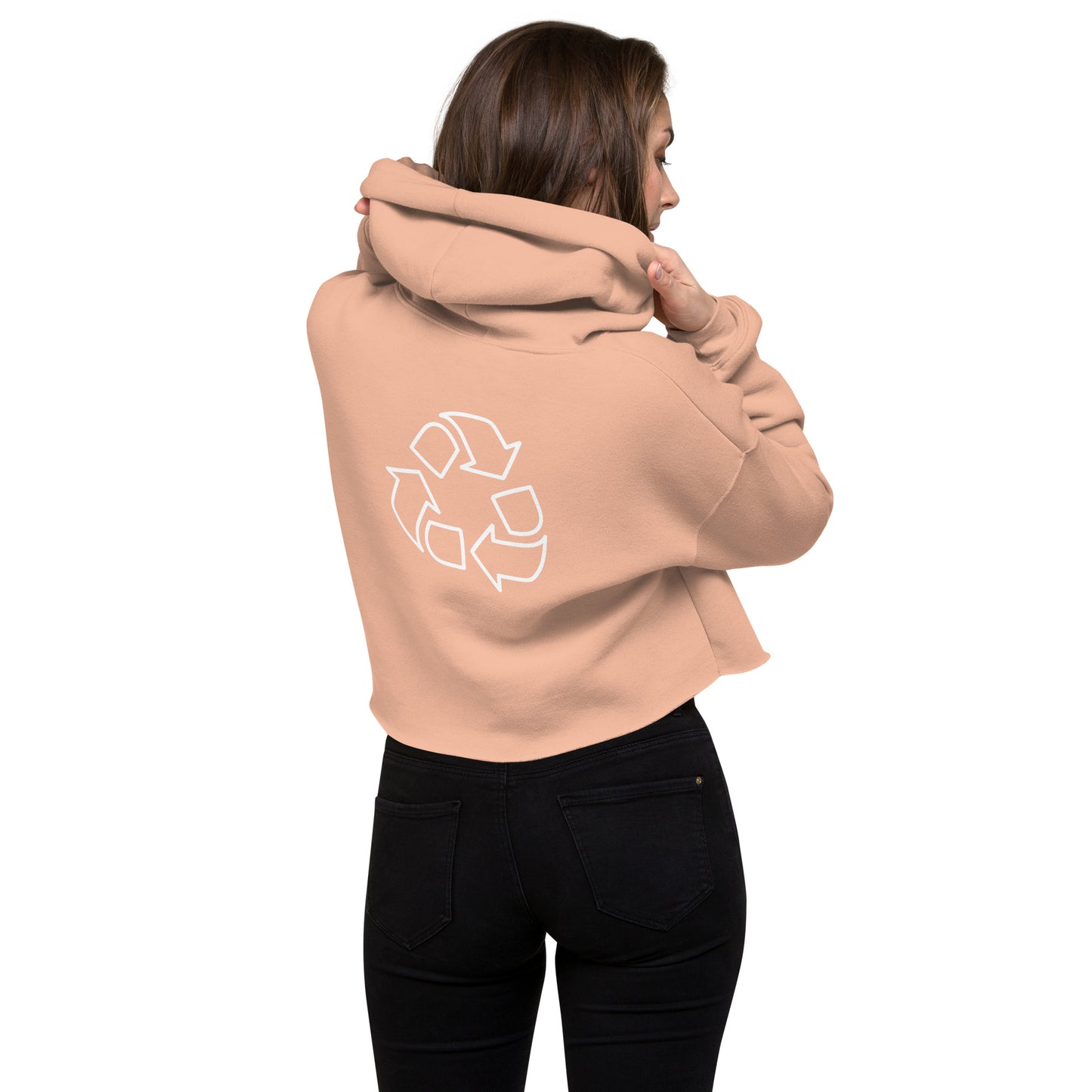 Crop Hoodie with Cursive Peaceful Logo
