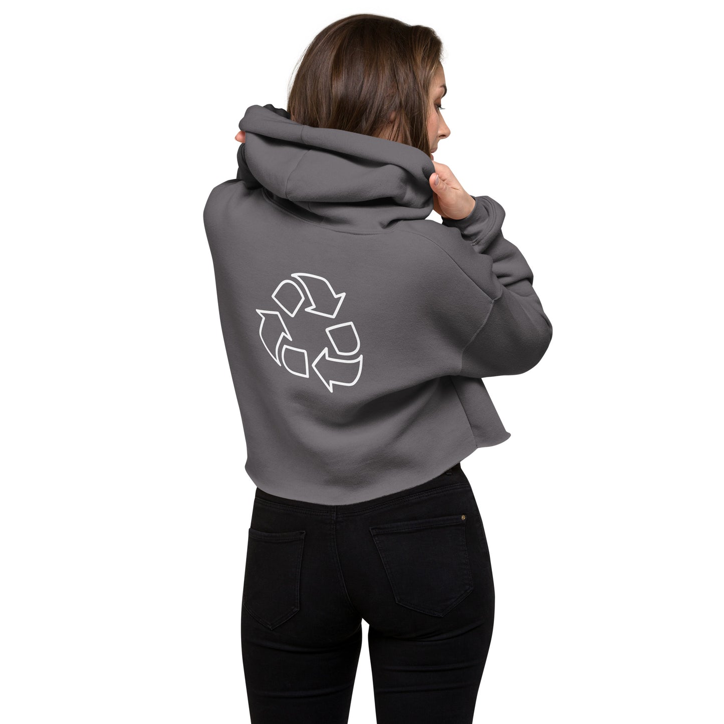 Crop Hoodie with Cursive Peaceful Logo