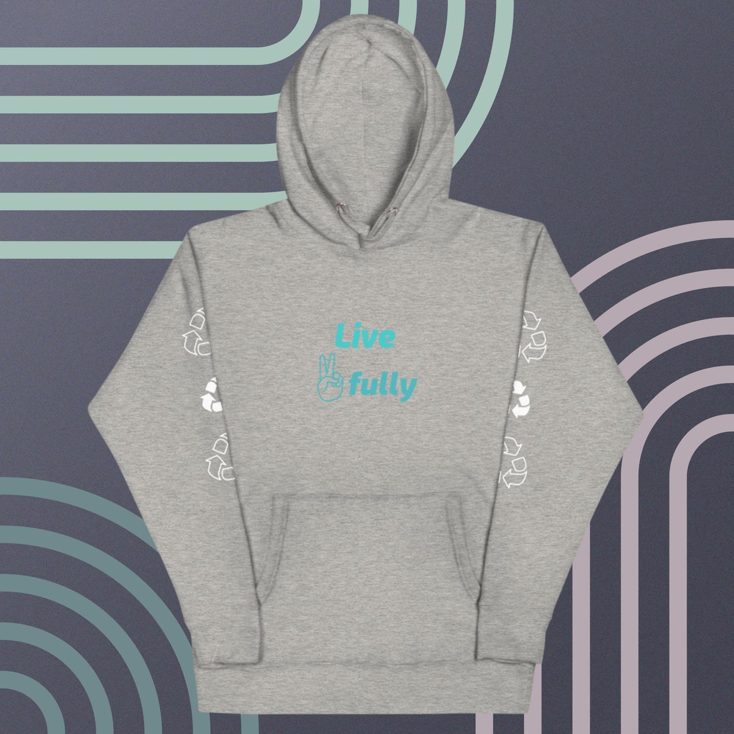 Unisex White 100% cotton sweatshirt, Assorted colors,  Long sleeve, Live Peacefully, peaceful logo